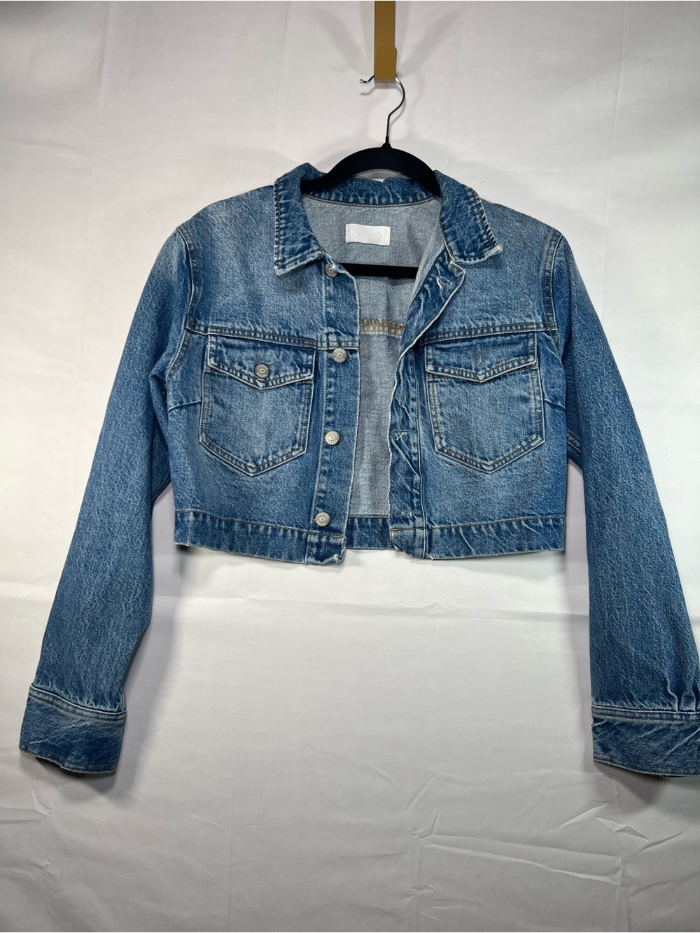 Boyish The Bruno Cropped Denim Jacket Gilda Medium Wash Blue Womens Small